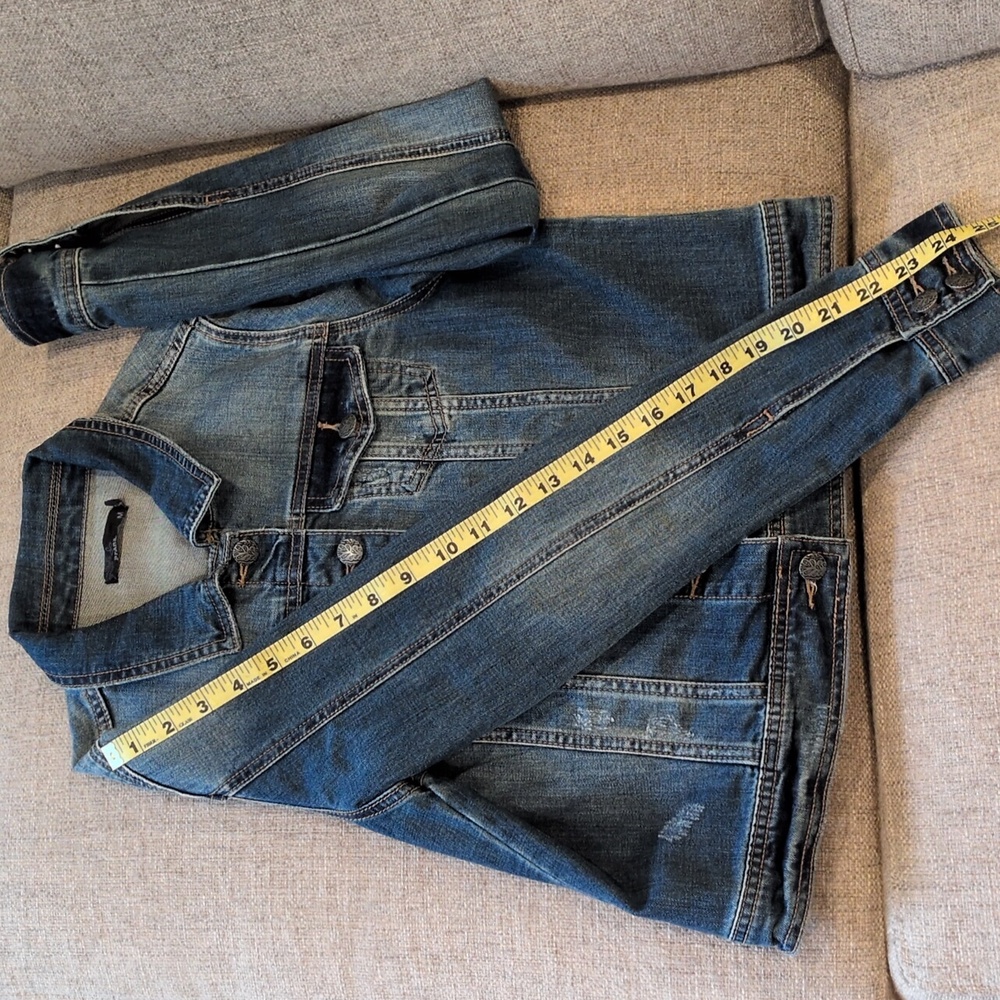 Prana Distressed Blue Jean Jacket - Picture 13 of 14